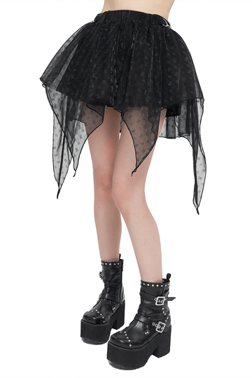Grunge-Inspired Women's Mesh Skirt with Irregular Layers